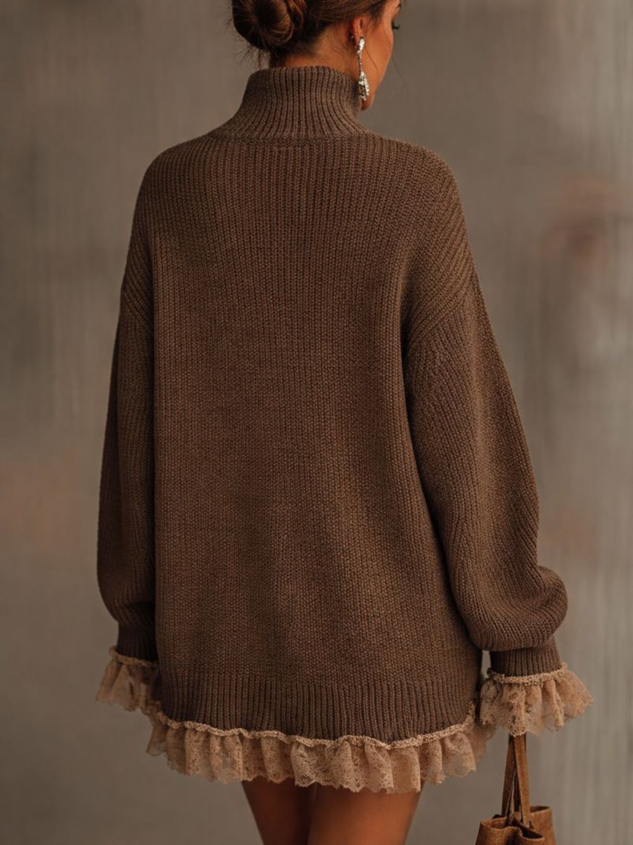 Women's Loose-Fit Roll-Neck Knit Sweater Dress – view 3