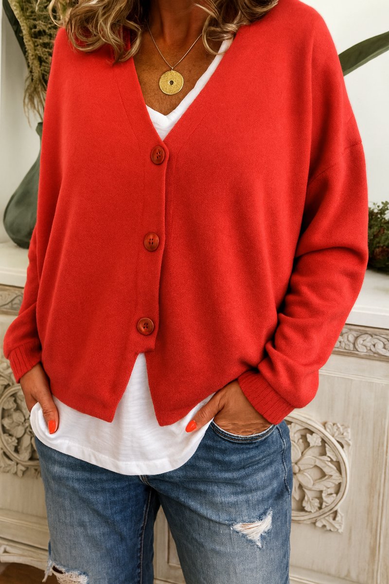 Women's V-Neckline Button-Front Oversized Knit Cardigan – view 6