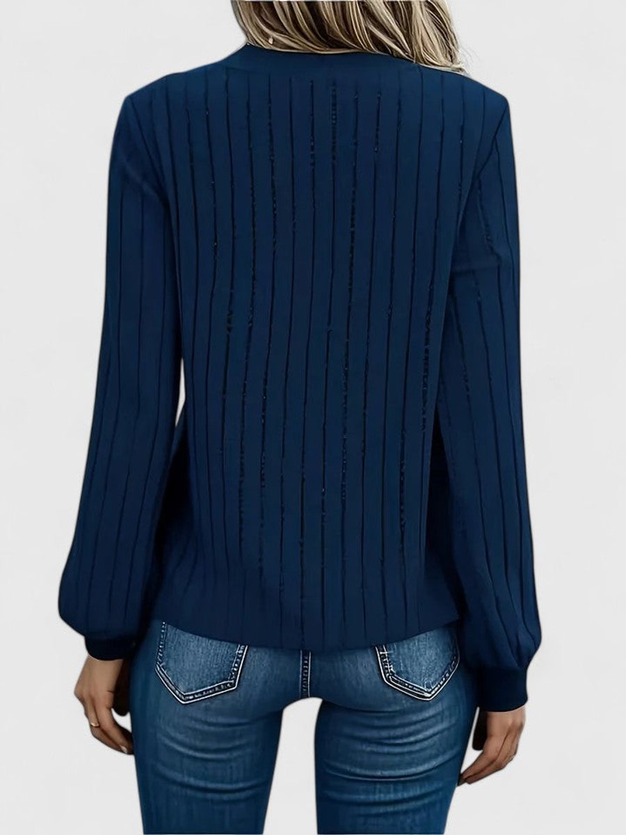 Women's V-Neckline Rib-Knit Cable-Knit Pullover – view 5