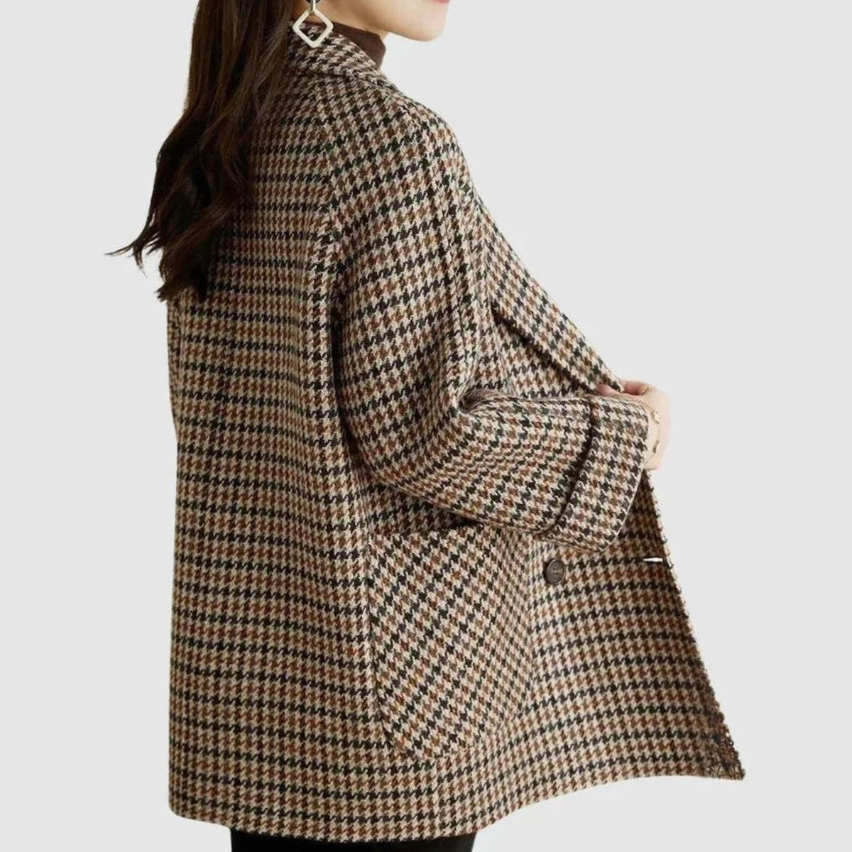 Women's Houndstooth Double-Breast Wool-Blend Coat – view 4