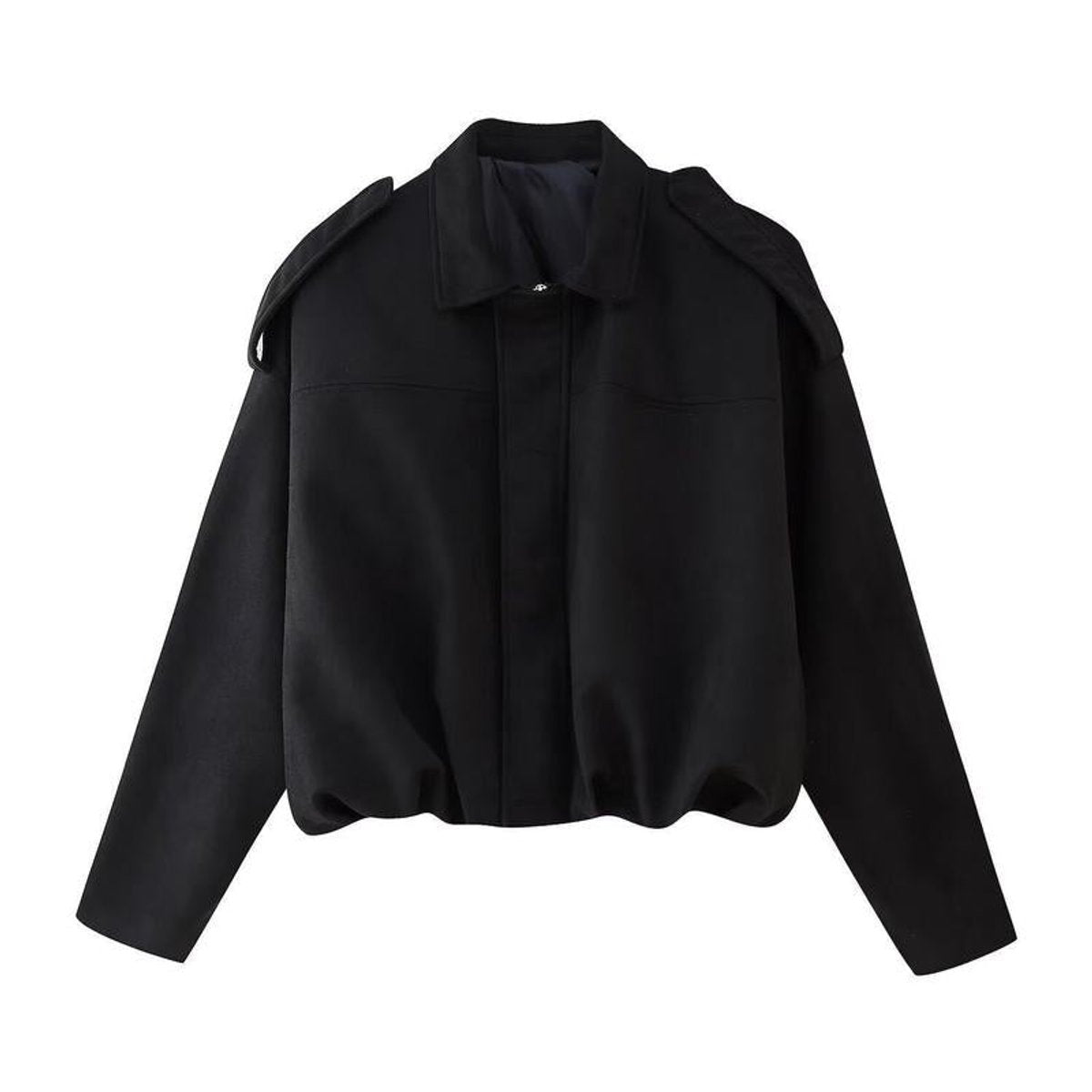 Women's Loose-Fit Faux Suede-Finish Bomber Jacket – Black