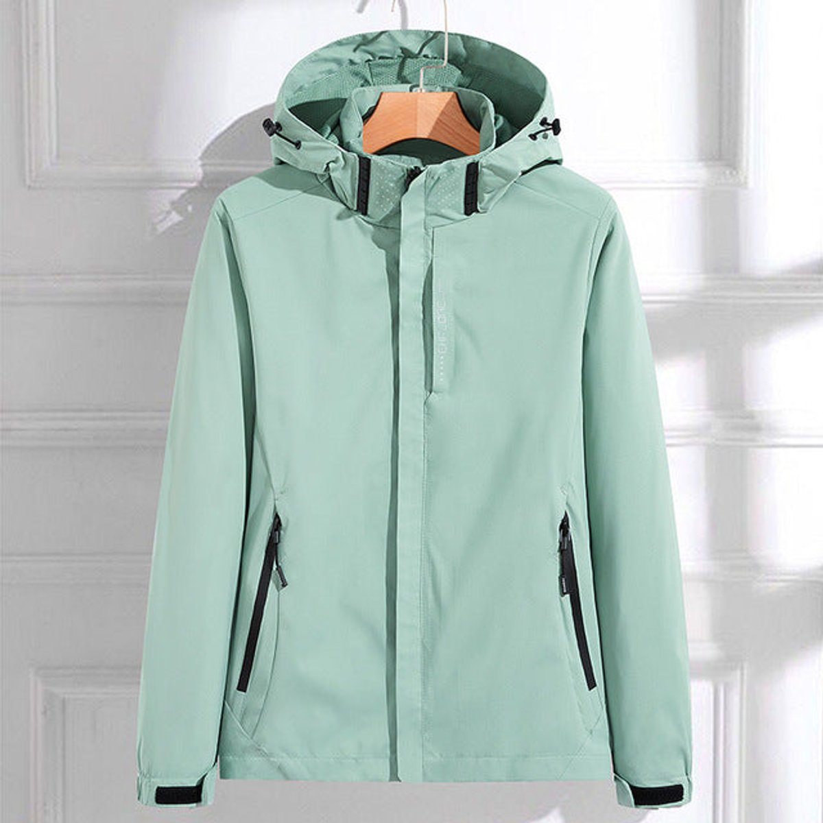 Women's Weatherproof Hood-Detail Rain Jacket – Mint Green
