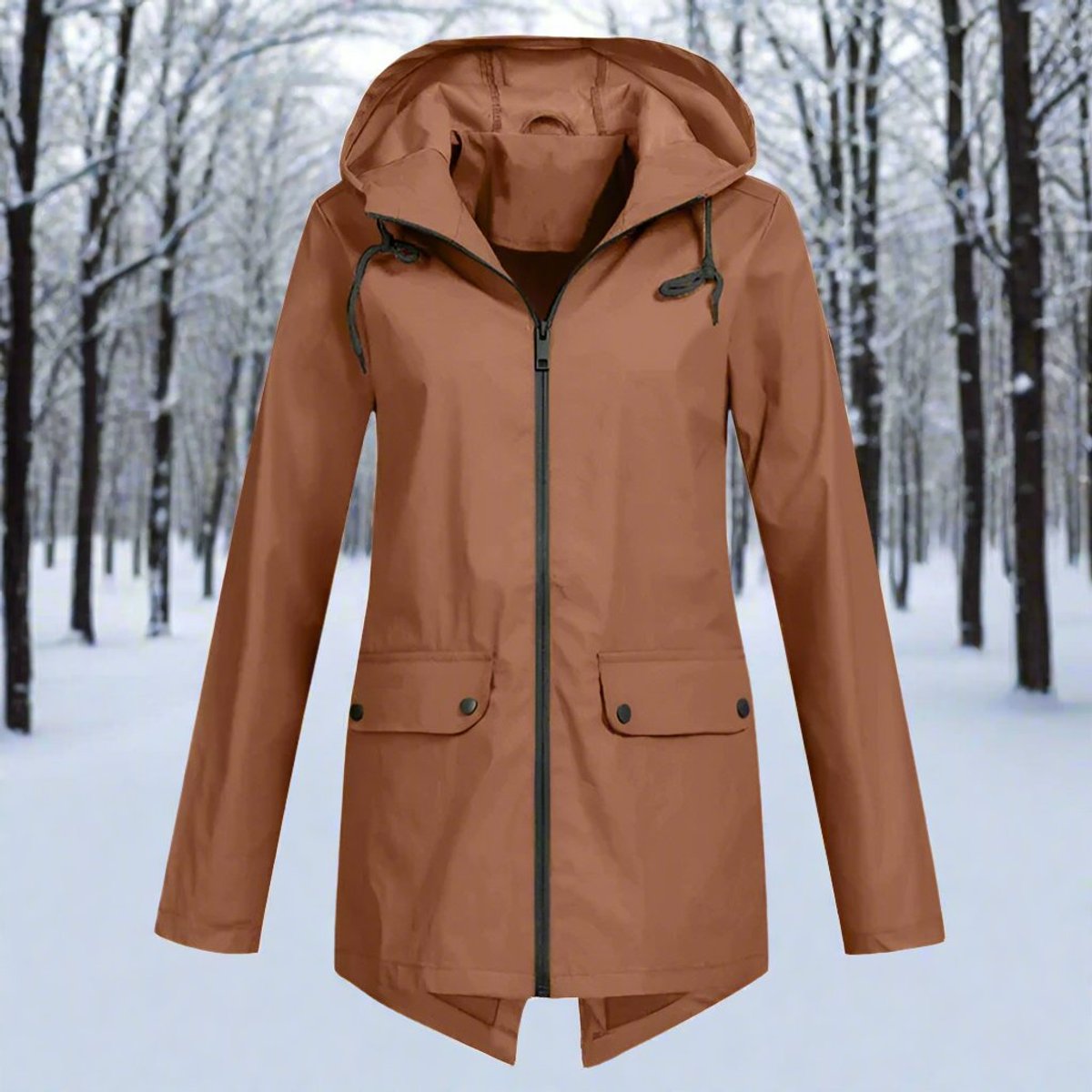 Women's Weatherproof Longline Rain Jacket – Coffee