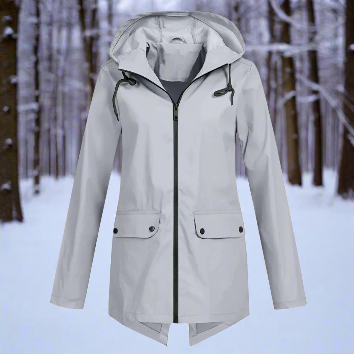 Women's Weatherproof Longline Rain Jacket – Gray