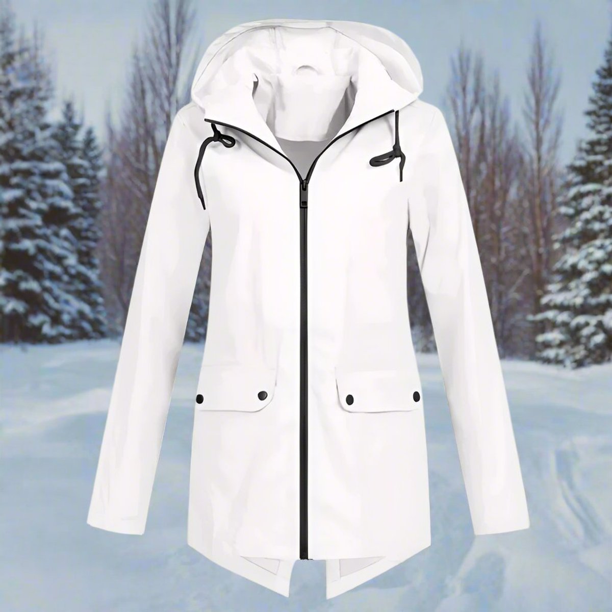 Women's Weatherproof Longline Rain Jacket – White