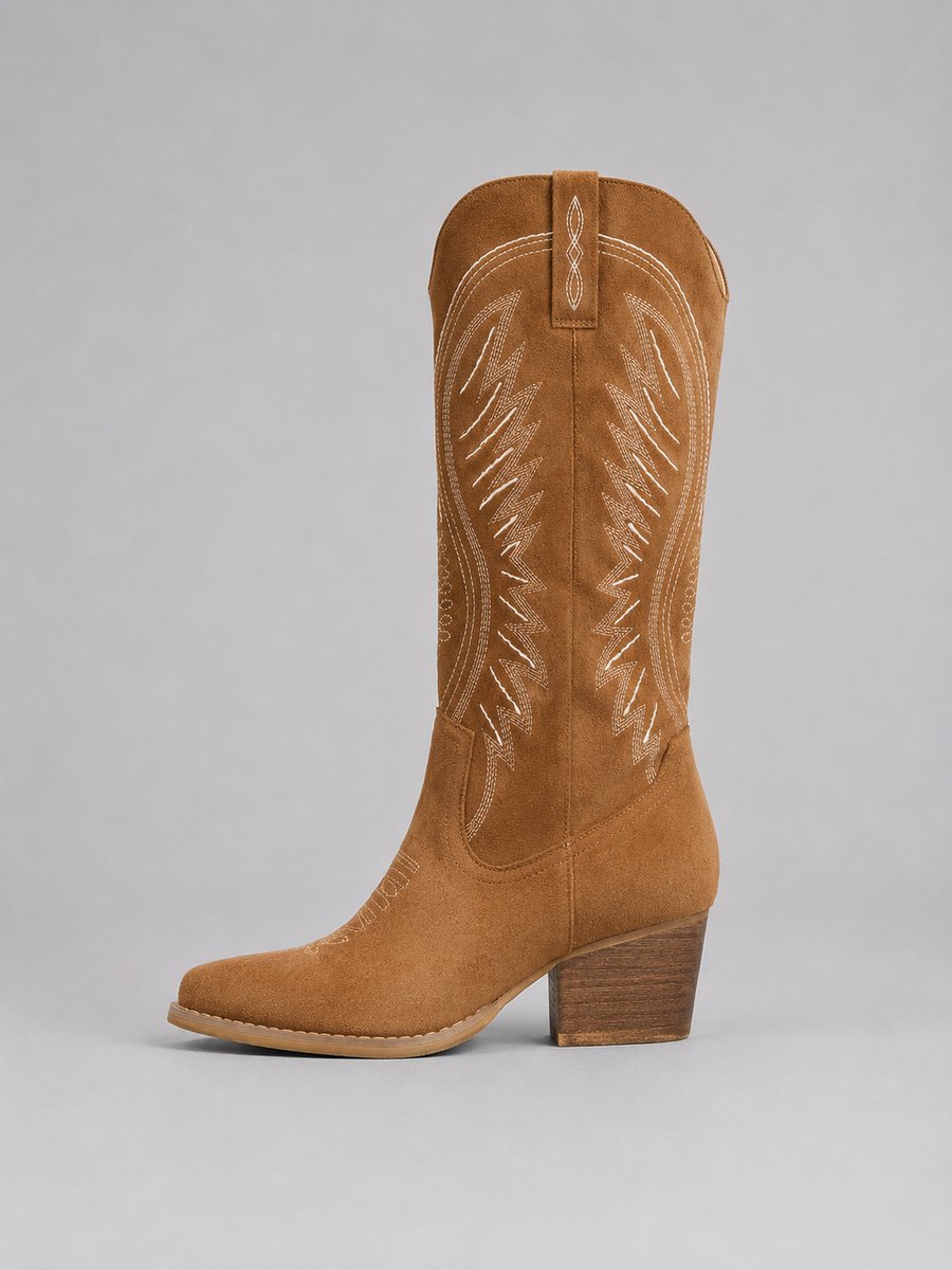 Women's Western Embroidery-Detail Suede-Finish Knee-High Booties – view 4