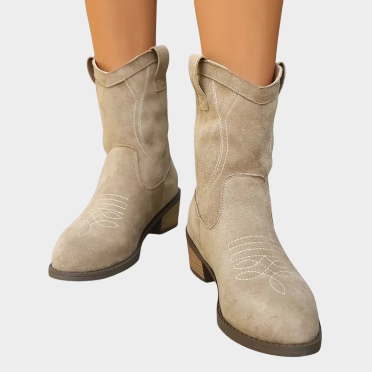 Women's Western Embroidery-Detail Suede-Finish Mid-Calf Booties – view 1