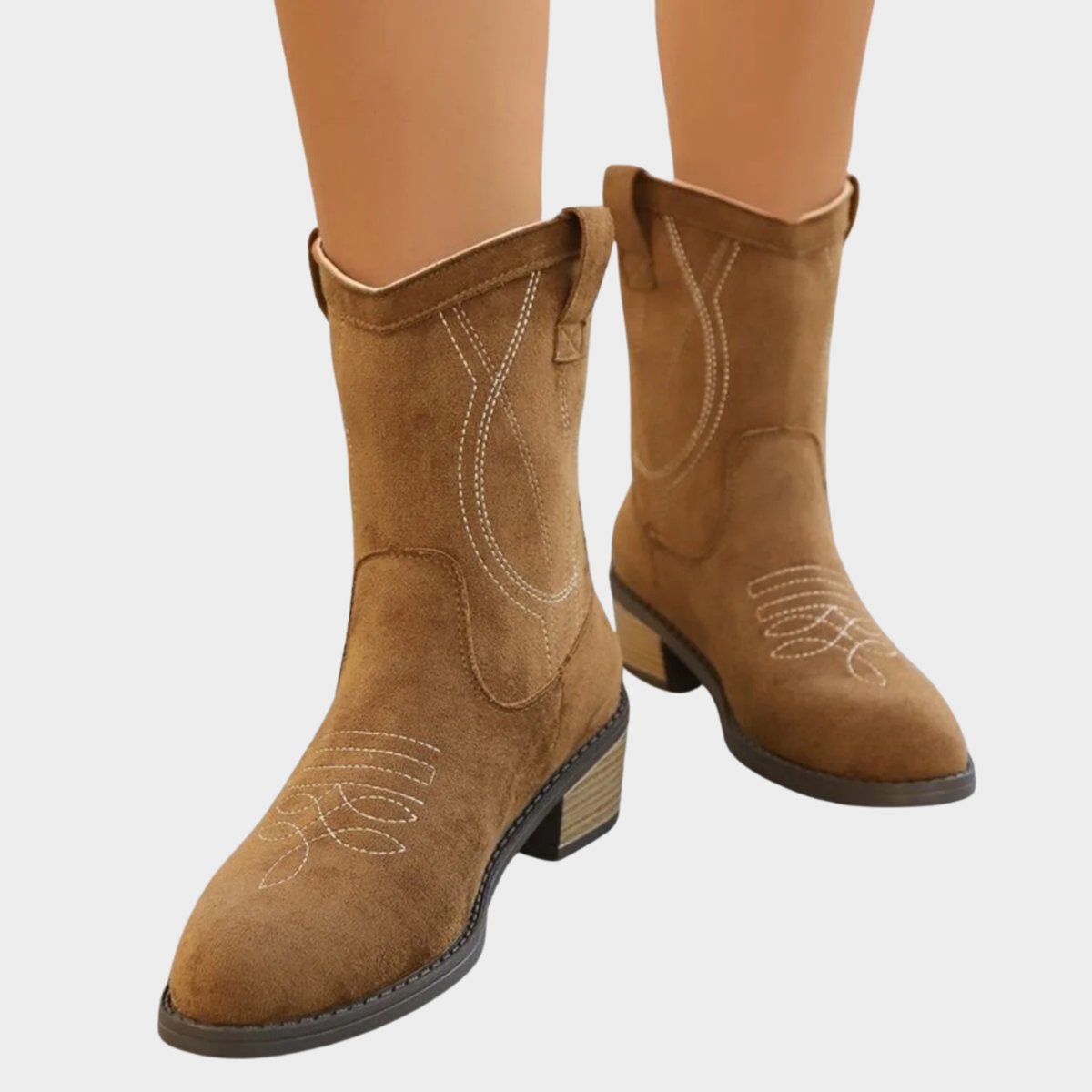 Women's Western Embroidery-Detail Suede-Finish Mid-Calf Booties – view 2