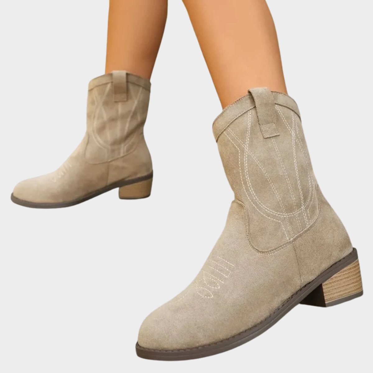 Women's Western Embroidery-Detail Suede-Finish Mid-Calf Booties – view 3