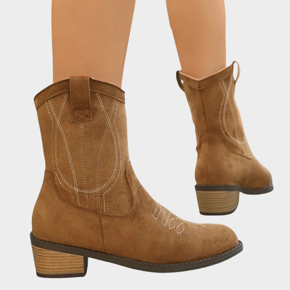 Women's Western Embroidery-Detail Suede-Finish Mid-Calf Booties – view 6