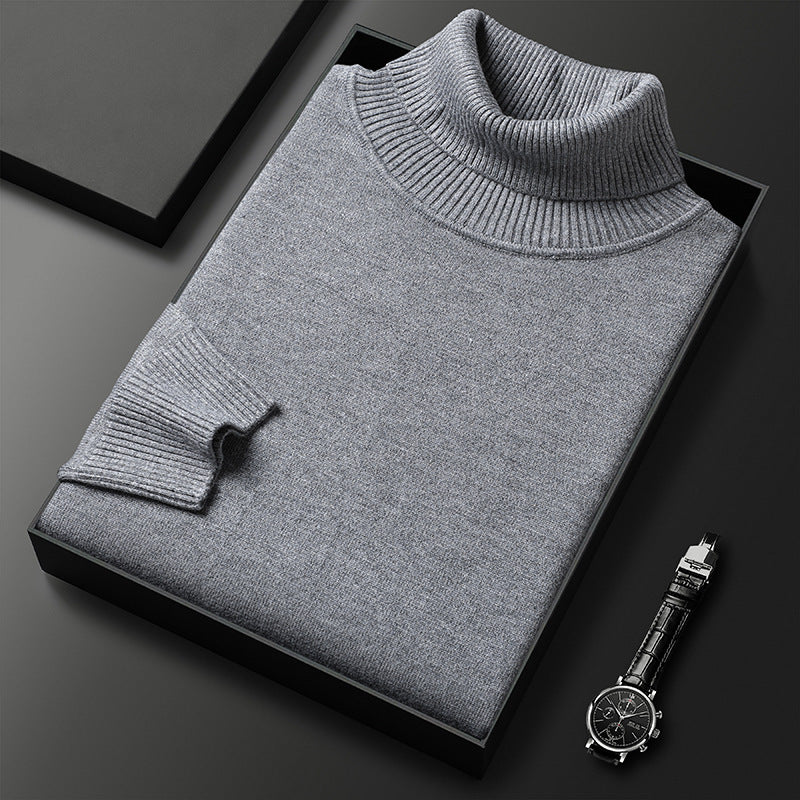 Men's Plush Knit Roll-Neck Pullover – Gray