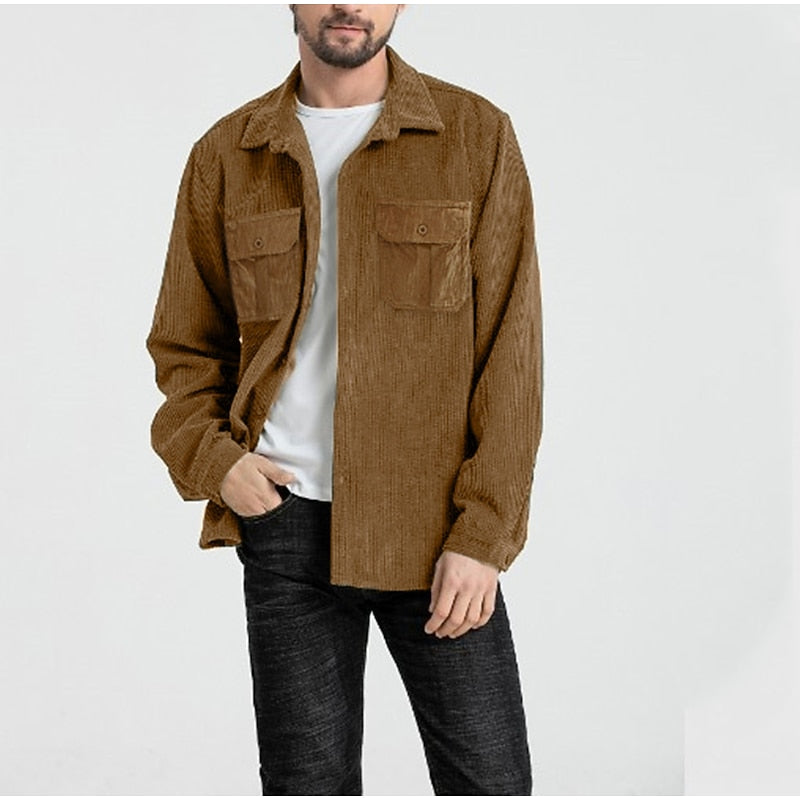 Men's Textured Two-Pocket Button-Up Overshirt for Layering – view 1
