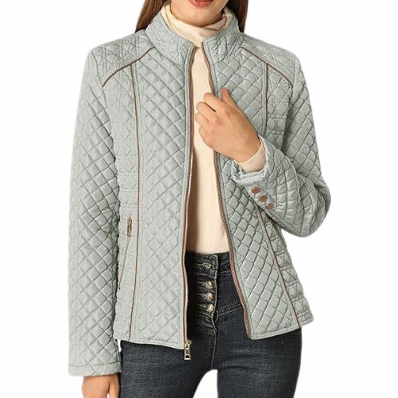 Women's Padded Stand Collar Jacket – Gray